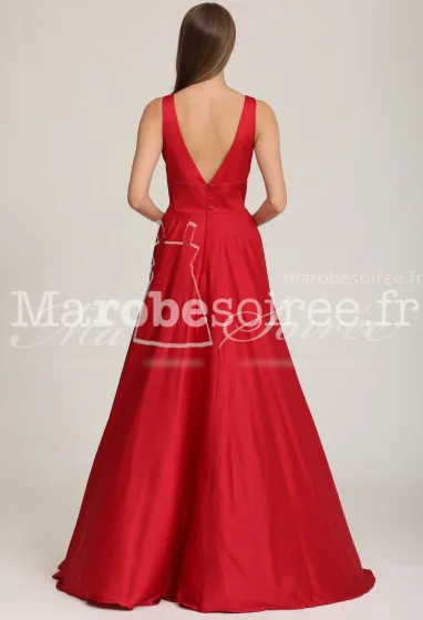 Robe longue avec décolleté plongeant - réf 2103 en Satin