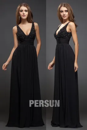 Robe longue pour aller un mariage décolletée V plongeant à paillettes dos découpé