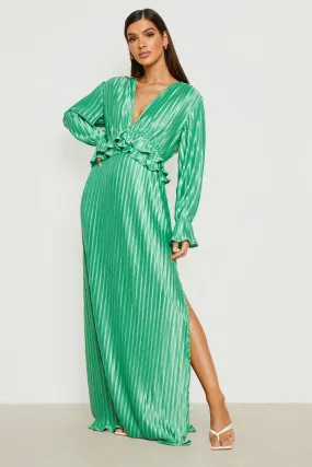 Robe longue volantée à décolleté plongeant