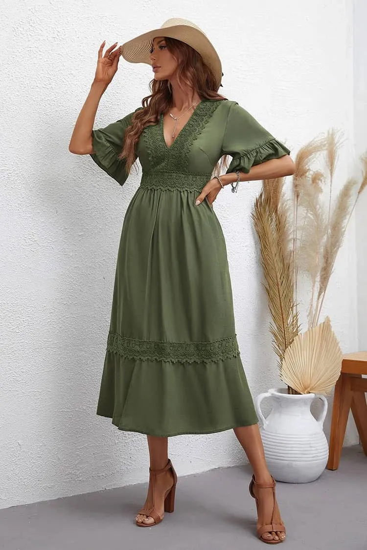 Robe Pour Mariage Champêtre  Kaki