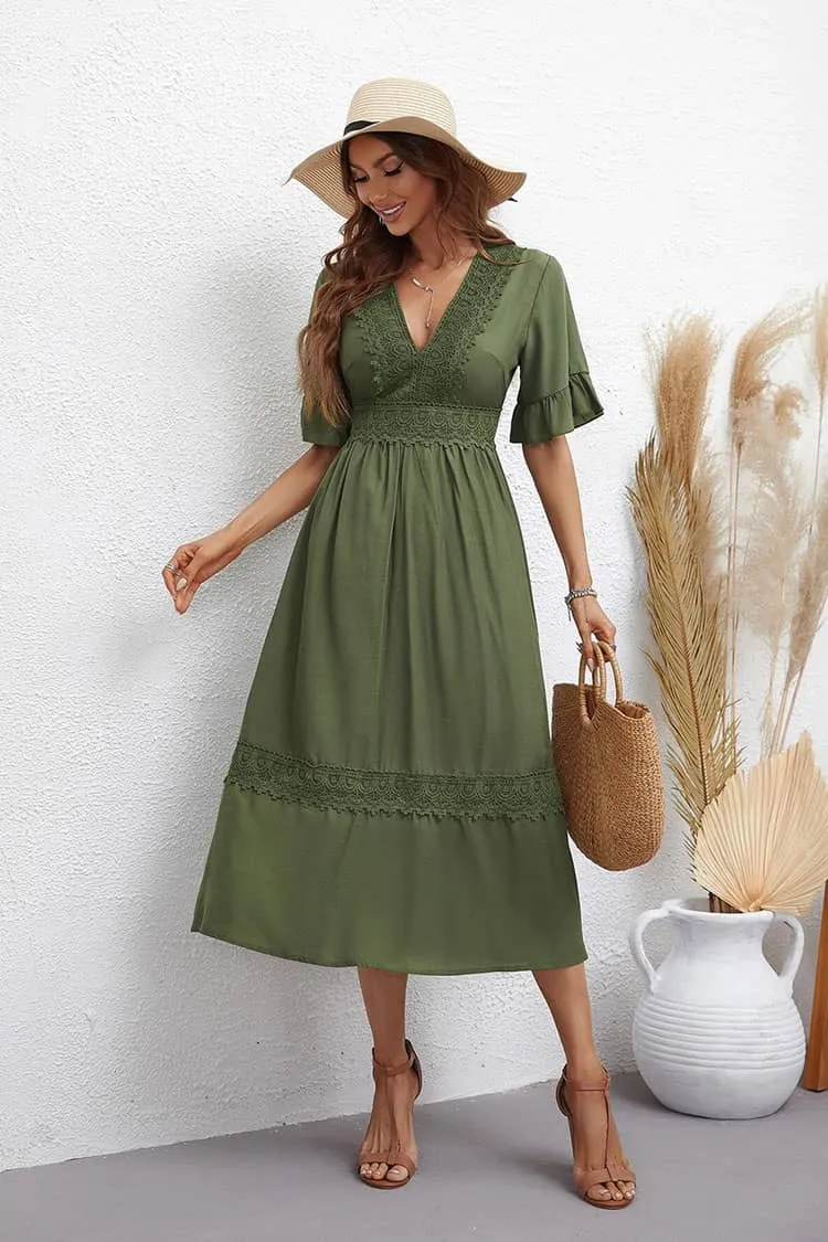 Robe Pour Mariage Champêtre  Kaki