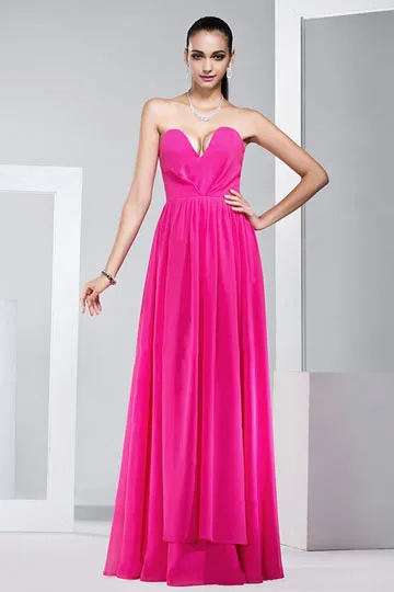 Robe sexy fuchsia décolletée en V plongeant pour soirée