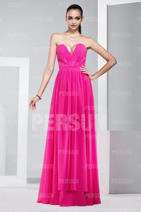 Robe sexy fuchsia décolletée en V plongeant pour soirée