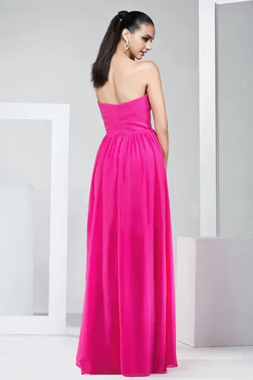 Robe sexy fuchsia décolletée en V plongeant pour soirée