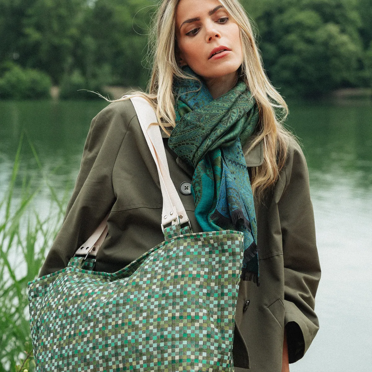 SAC CABAS - VICHY VERT