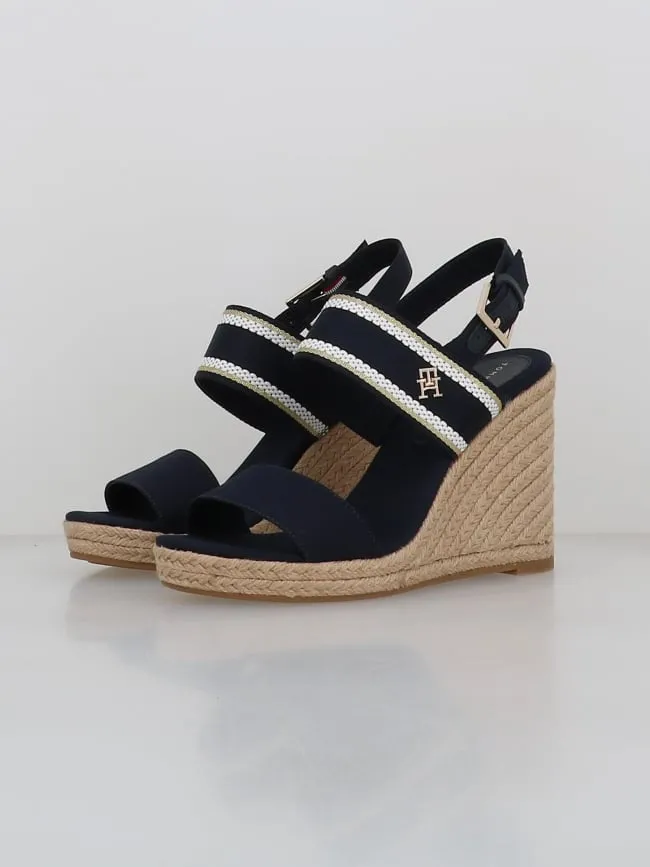 Sandales compensées webbing bleu marine femme - Tommy Hilfiger | wimod