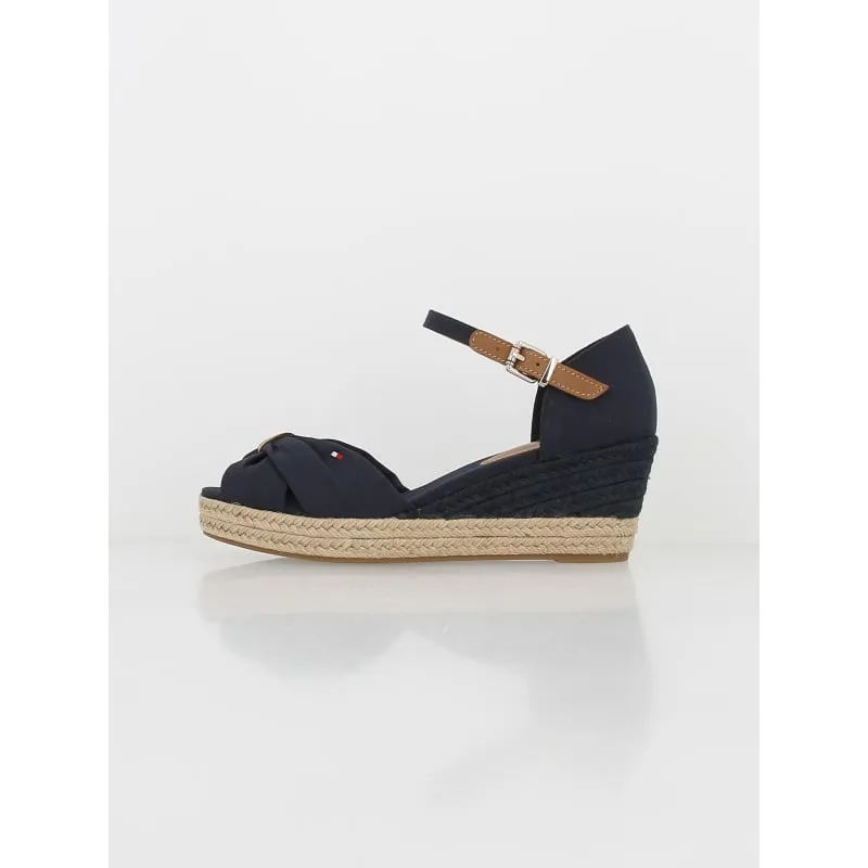 Sandales compensées webbing bleu marine femme - Tommy Hilfiger | wimod