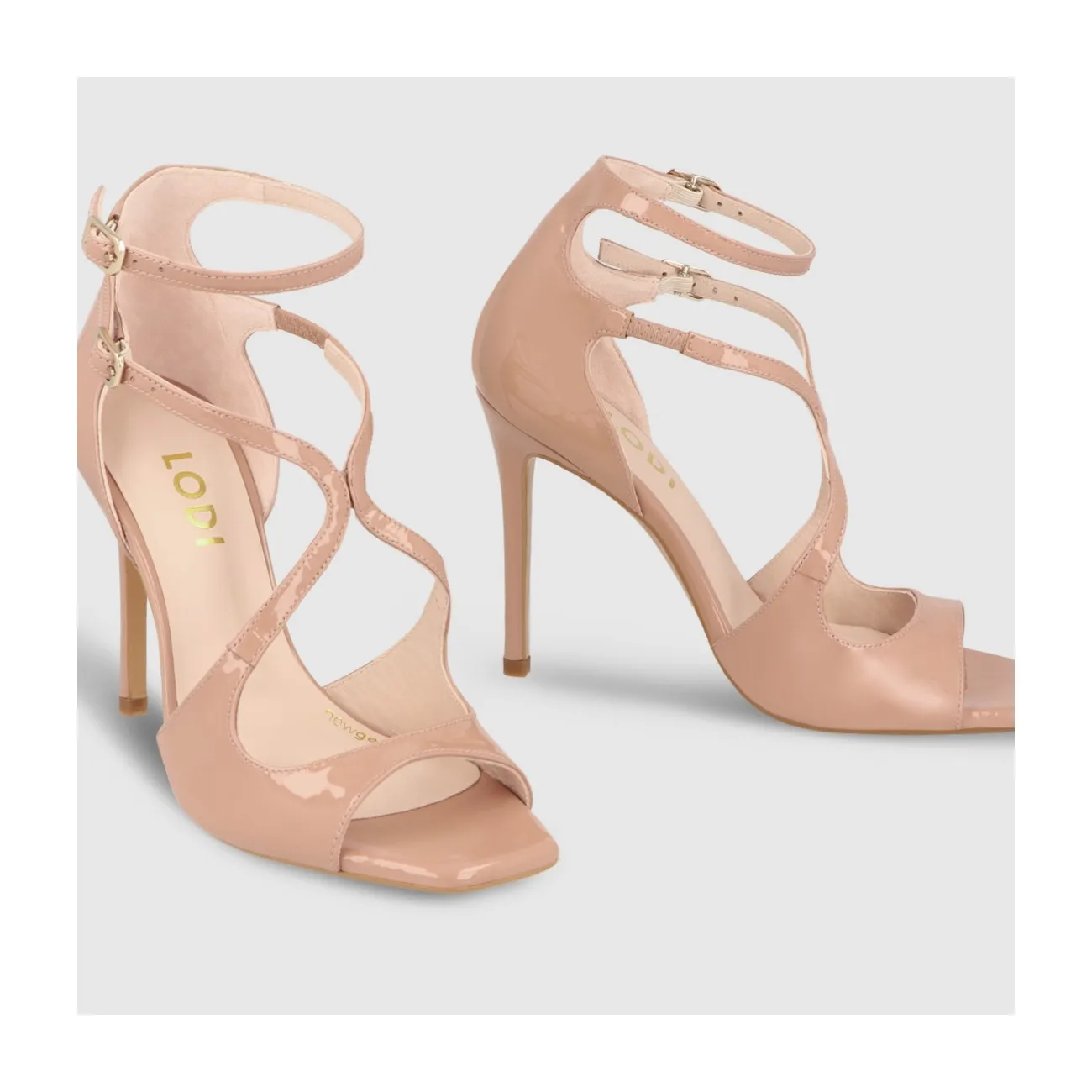 Sandales à talons pour femmes en cuir verni beige | Chaussures femme LODI en ligne.