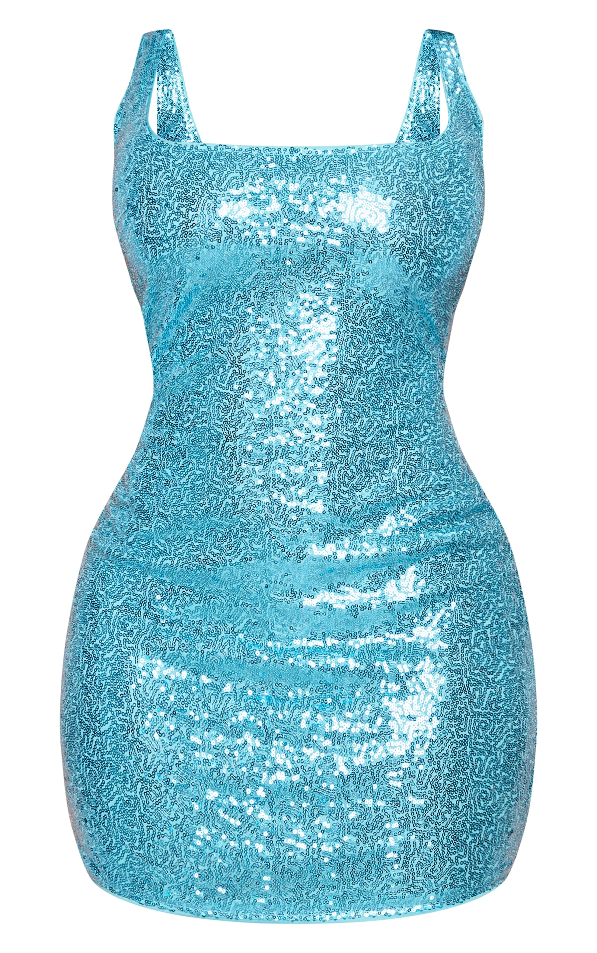 Shape Mini-robe bleu vif en sequins à col rond