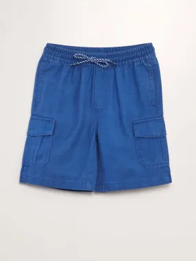 Short avec poches sur les côtés - Bleu