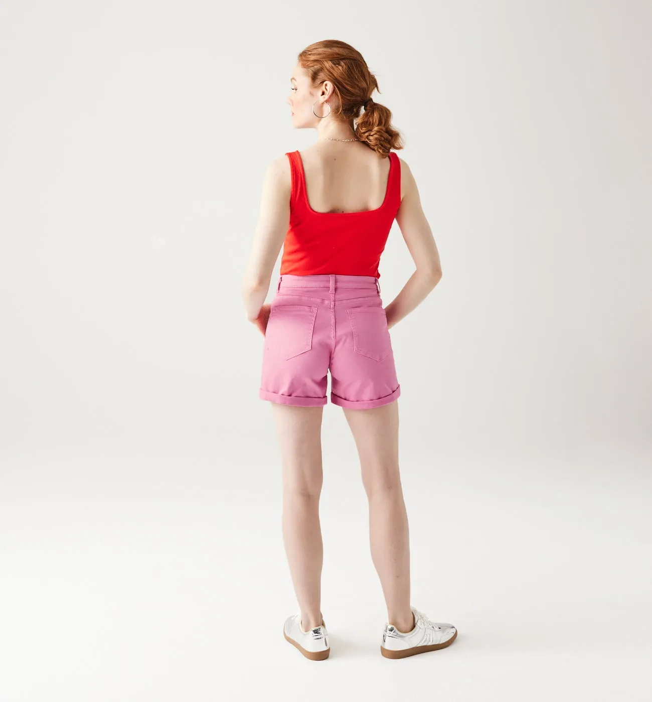 Short en toile unie Femme - Rose