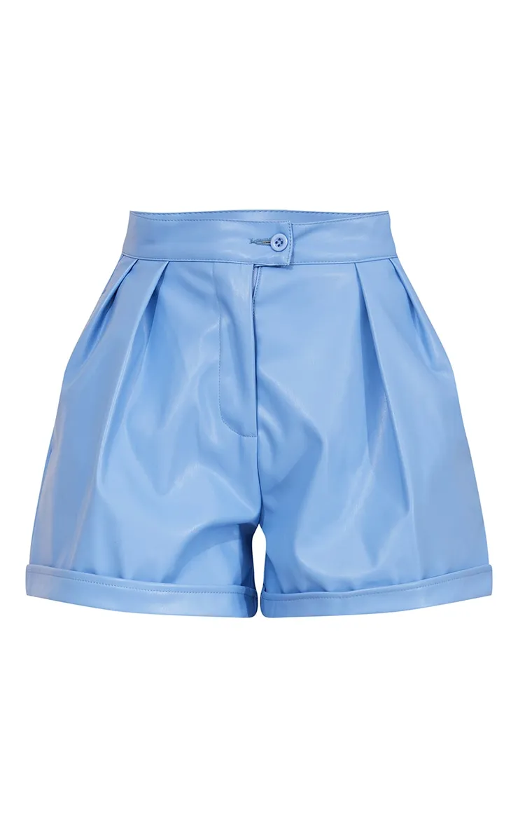 Short plissé bleuet