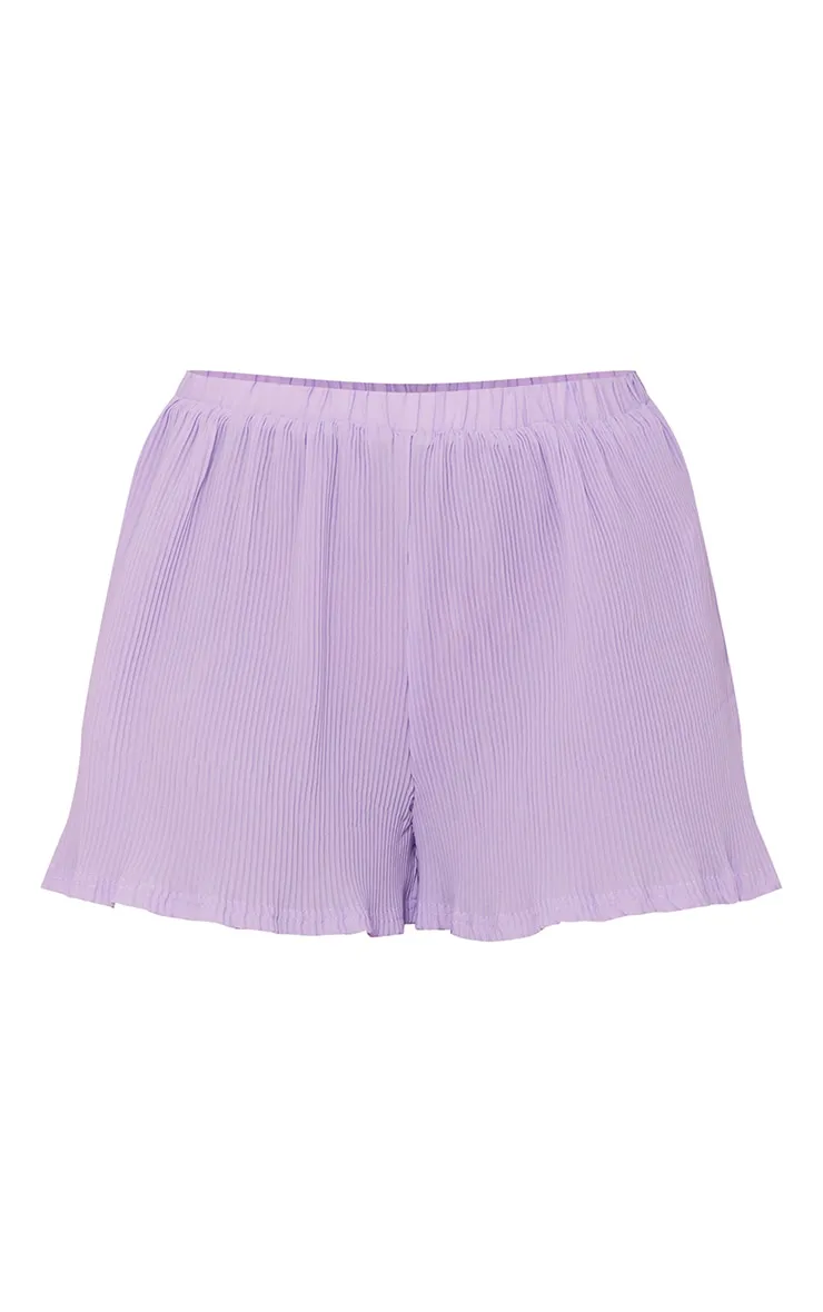 Short plissé lilas à taille haute