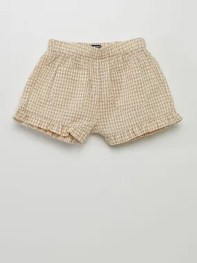 Short à carreaux style vichy - Beige