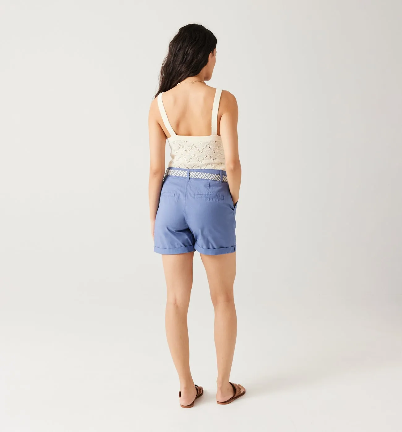 Short à pinces + ceinture - Lilas