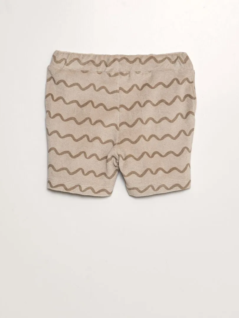 Short éponge imprimé 'NAME IT' - Beige