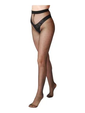 Sophia 20den Collants avec Petit Pois - Noir