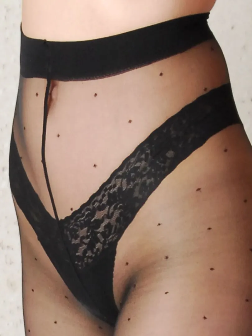 Sophia 20den Collants avec Petit Pois - Noir