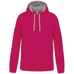 Sweat à capuche contrastée - Homme - K446 - rose fuchsia et gris 