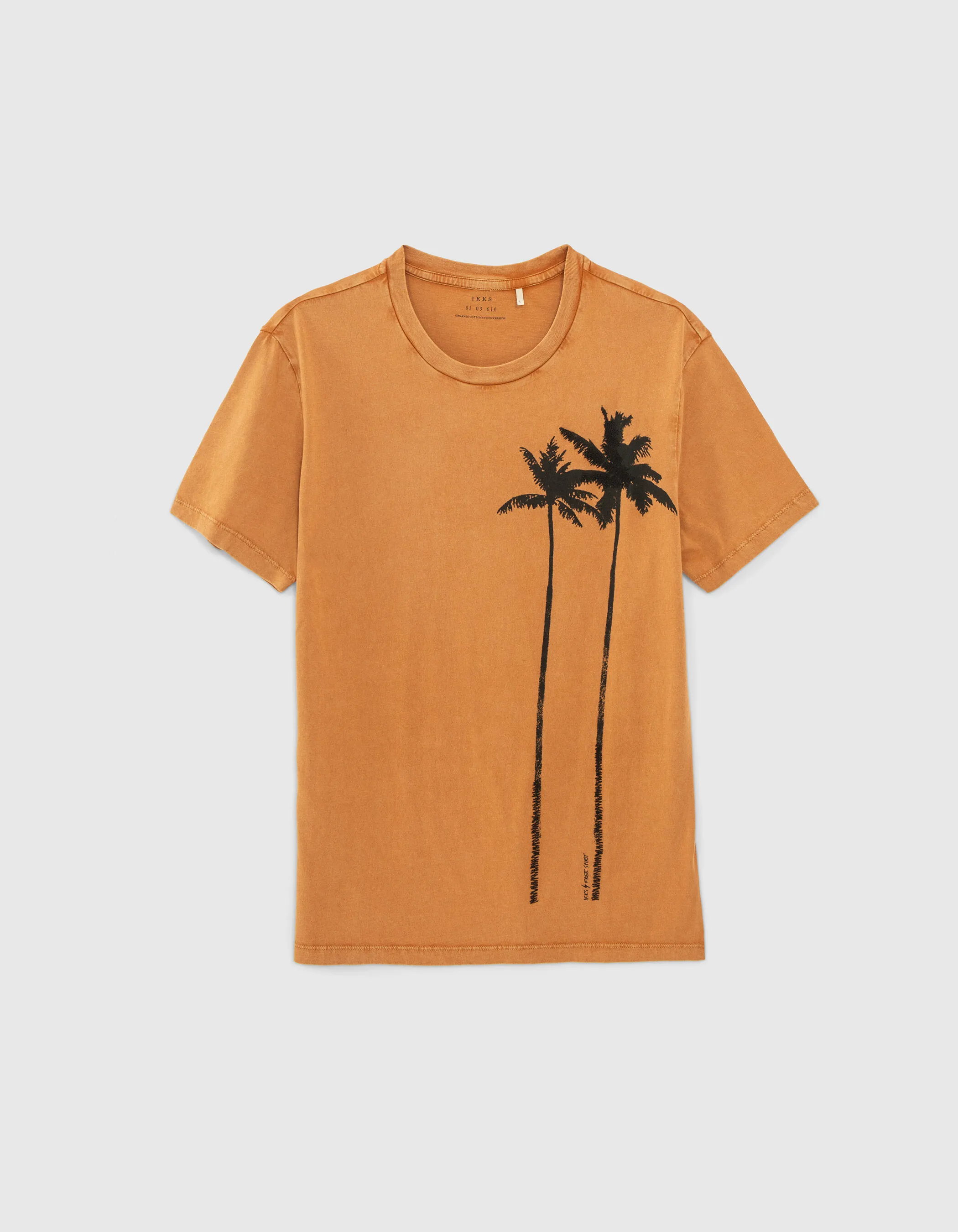 T-shirt cognac visuels palmiers avec broderies Homme