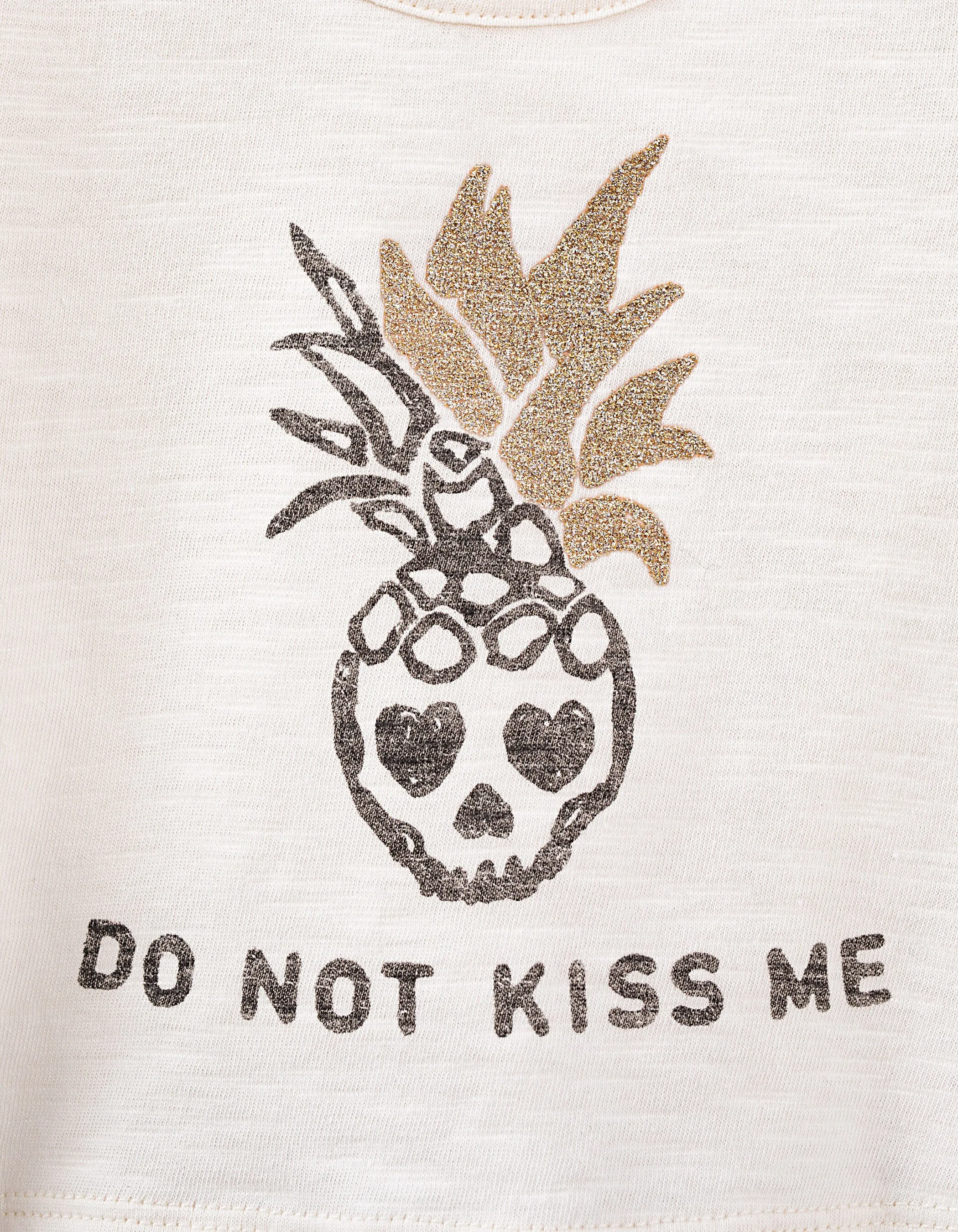 T-shirt écru tête de mort-ananas bio bébé fille