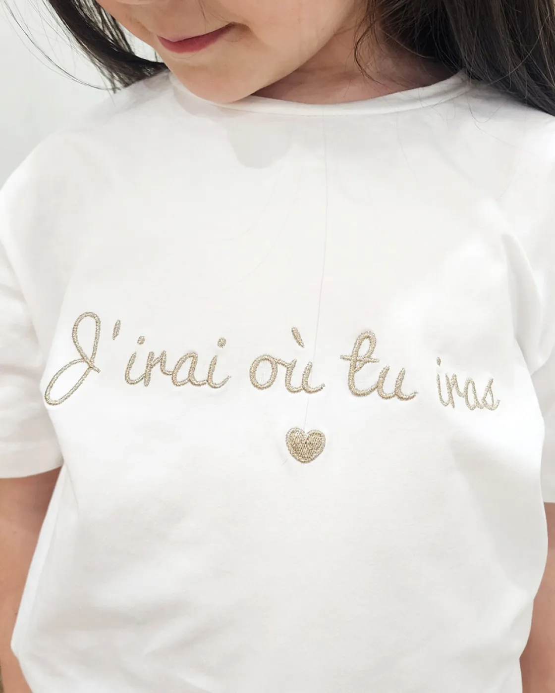 T-Shirt enfant champagne J'irai où tu iras doré