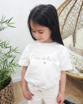 T-Shirt enfant champagne J'irai où tu iras doré