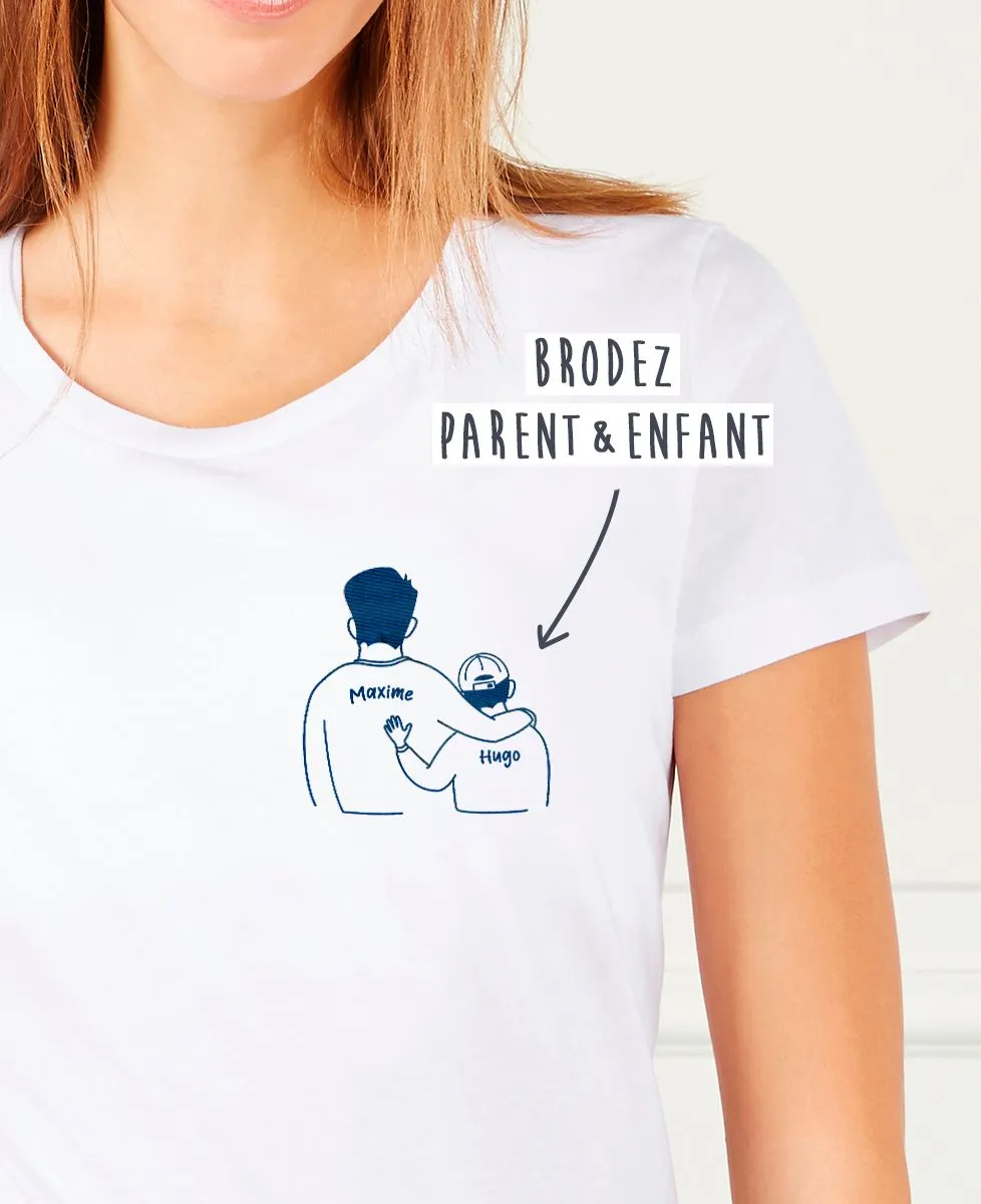 T-Shirt femme Parent et enfants brodé personnalisé