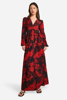 Tall - Robe longue boutonnée à fleurs et décolleté plongeant