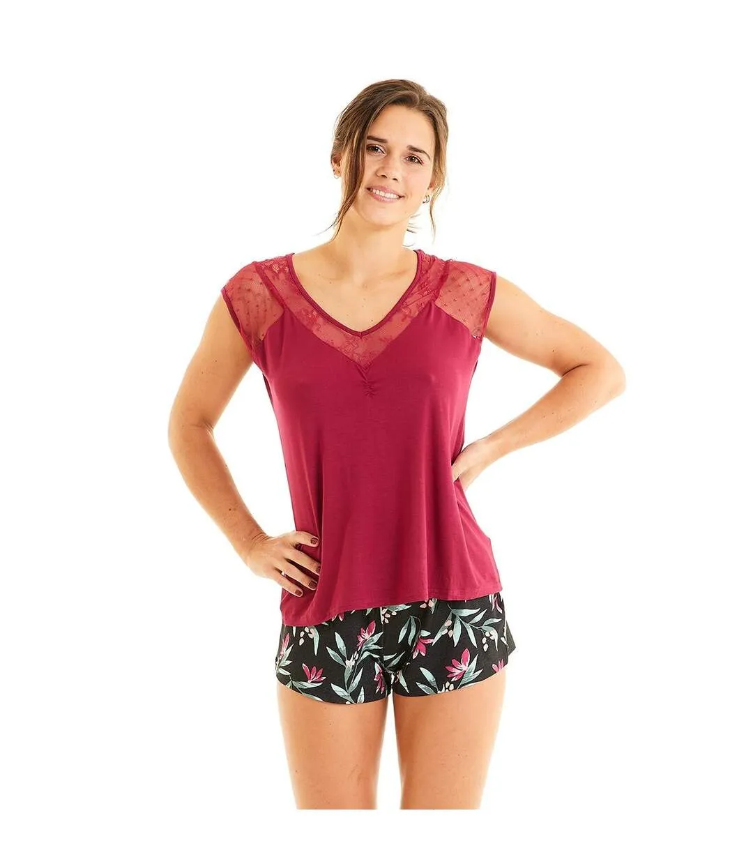 Top de pyjama bordeaux Nuit