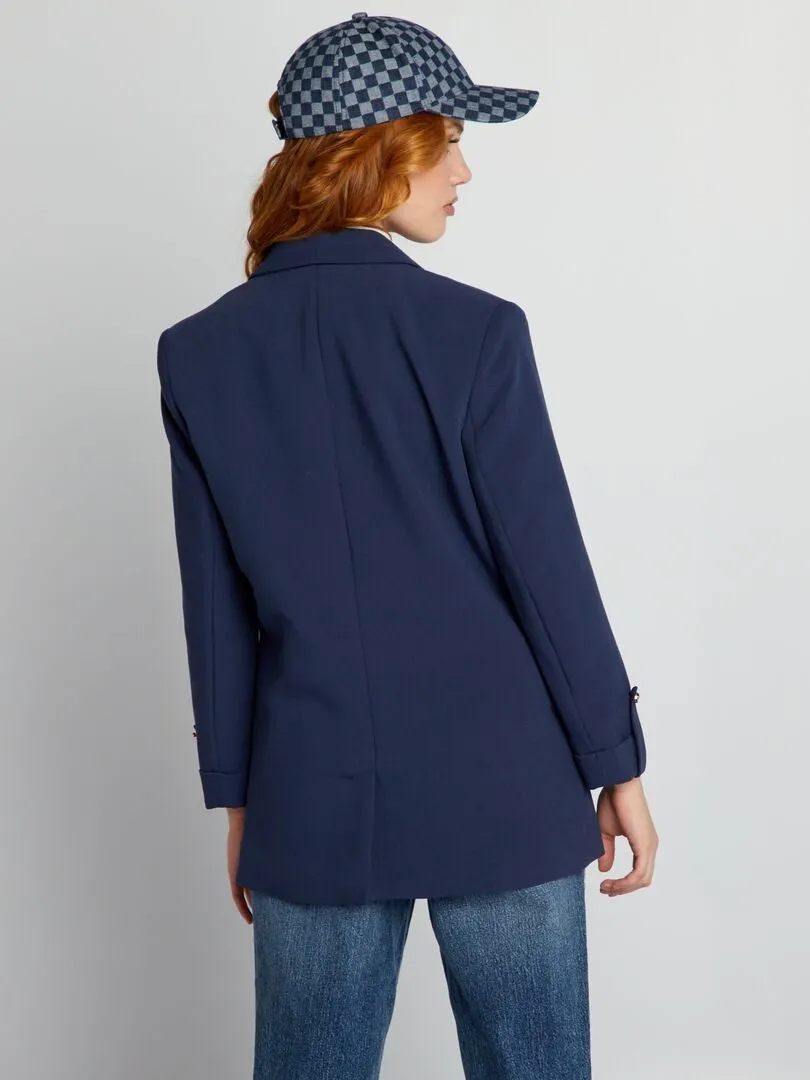 Veste blazer aux manches 3/4 - Bleu marine