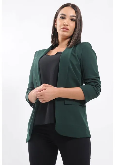 Veste blazer froncée vert sapin pour femme