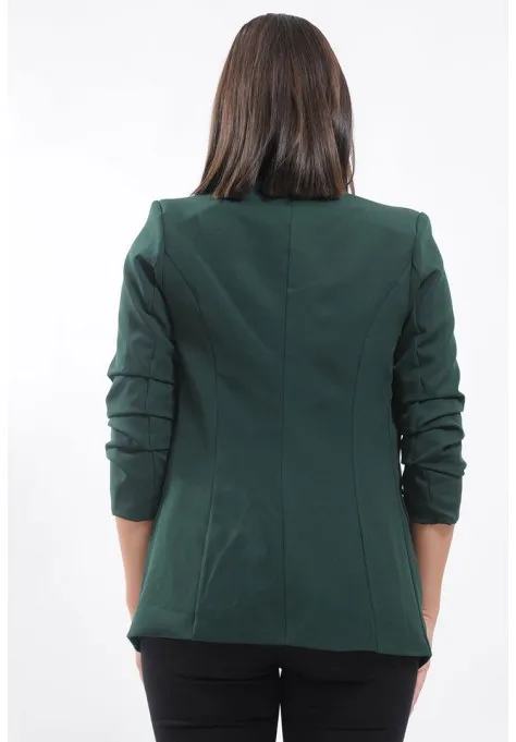 Veste blazer froncée vert sapin pour femme