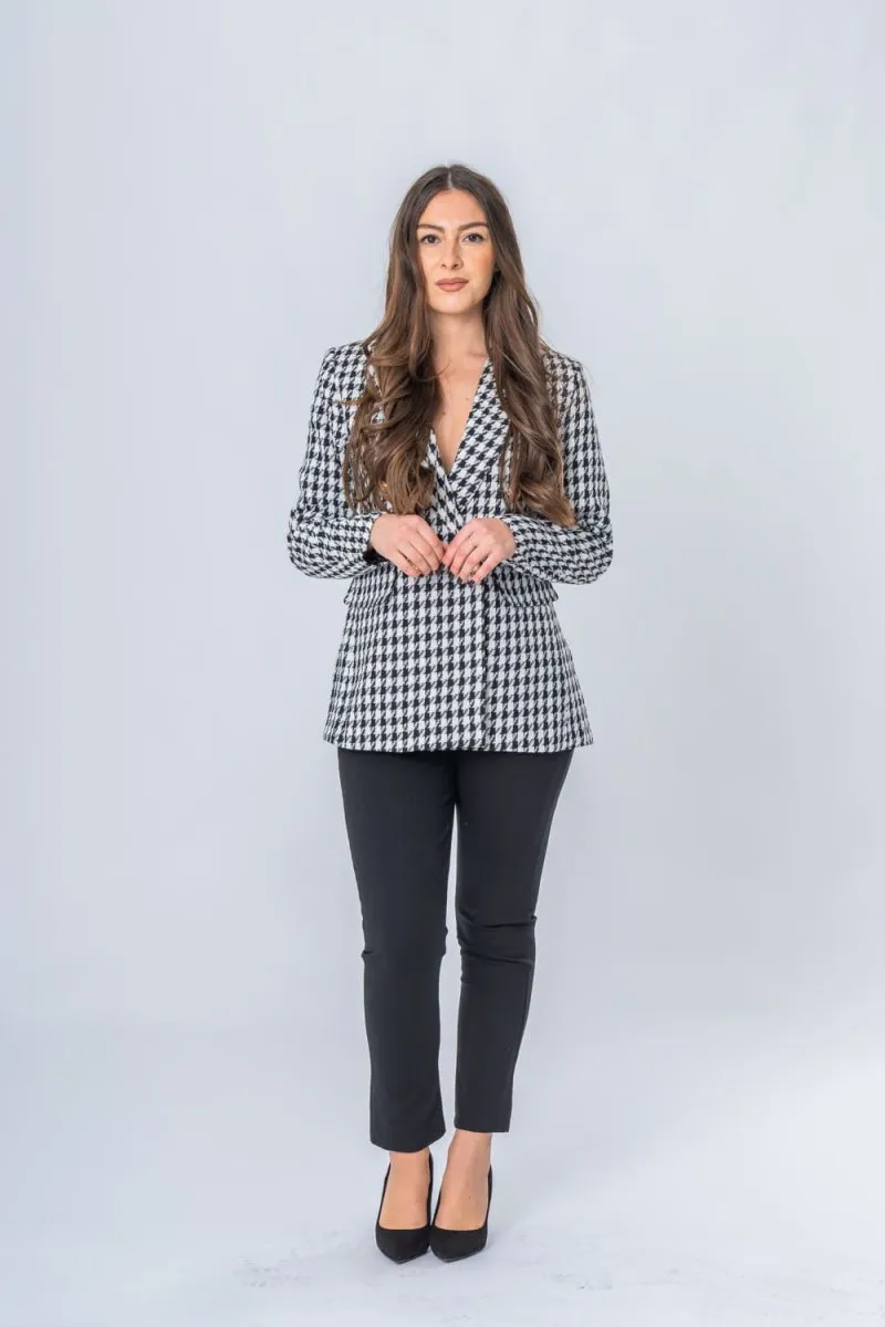 Veste blazer pied-de-poule noir