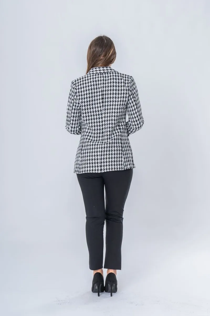 Veste blazer pied-de-poule noir